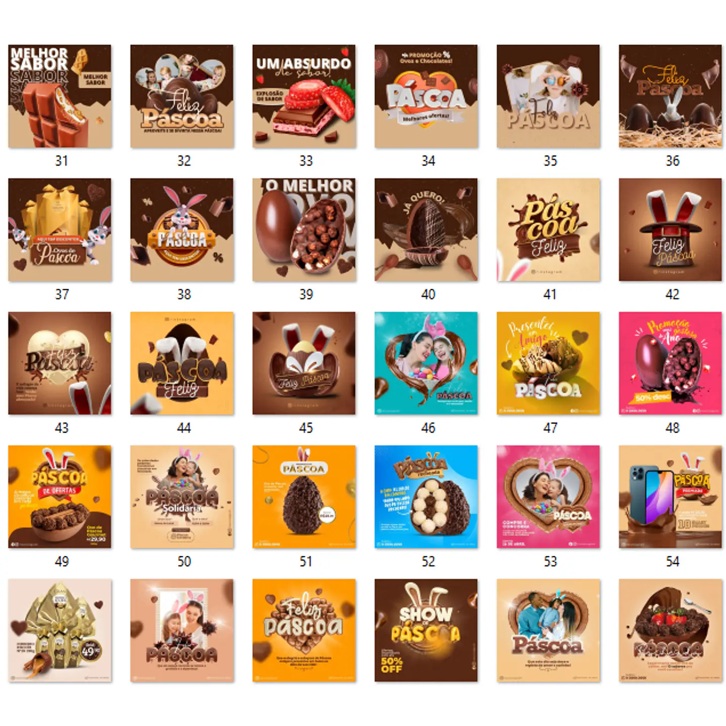 134 Modelos de Artes Páscoa Mídias Socias  - Editáveis no Canva 5