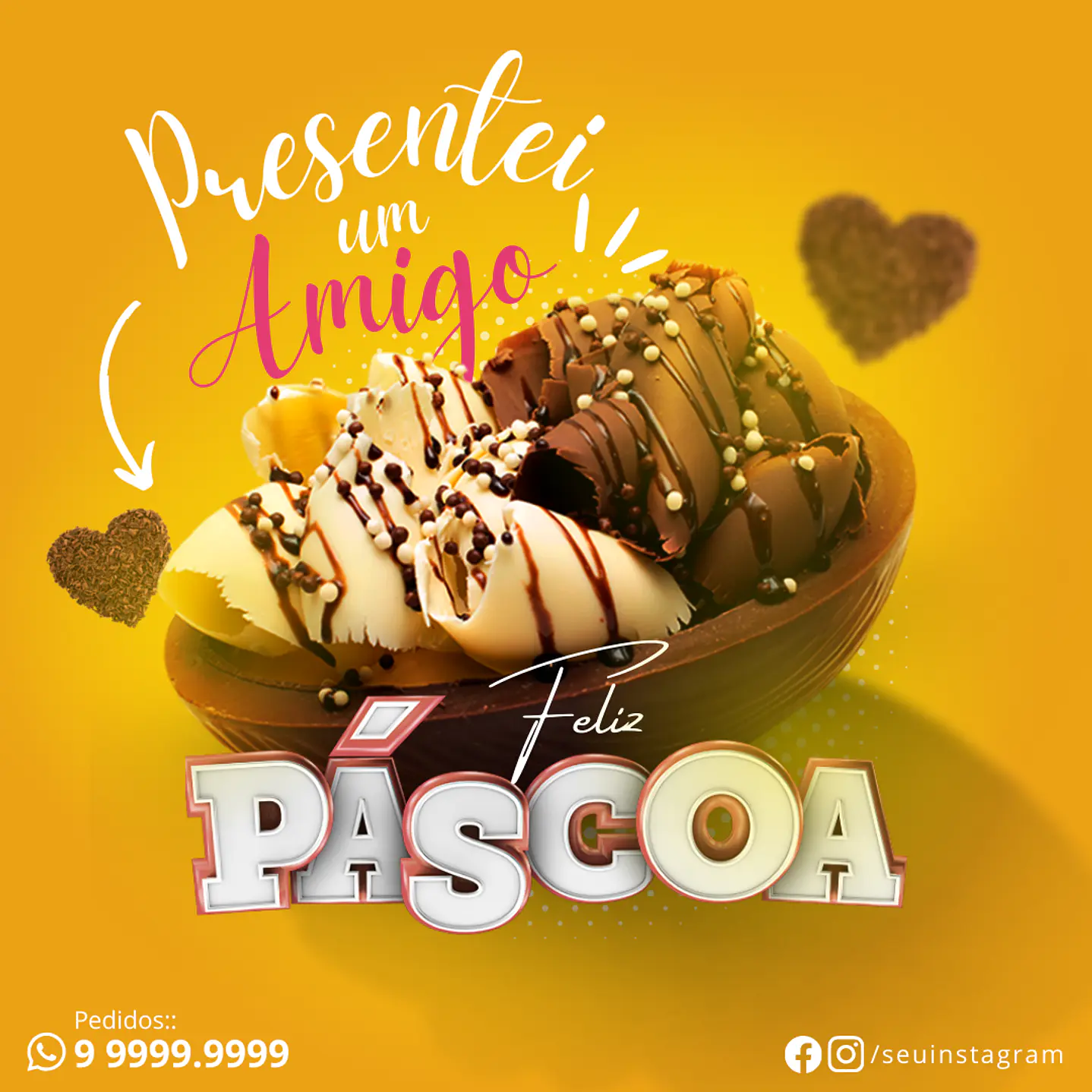 134 Modelos de Artes Páscoa Mídias Socias  - Editáveis no Canva 22