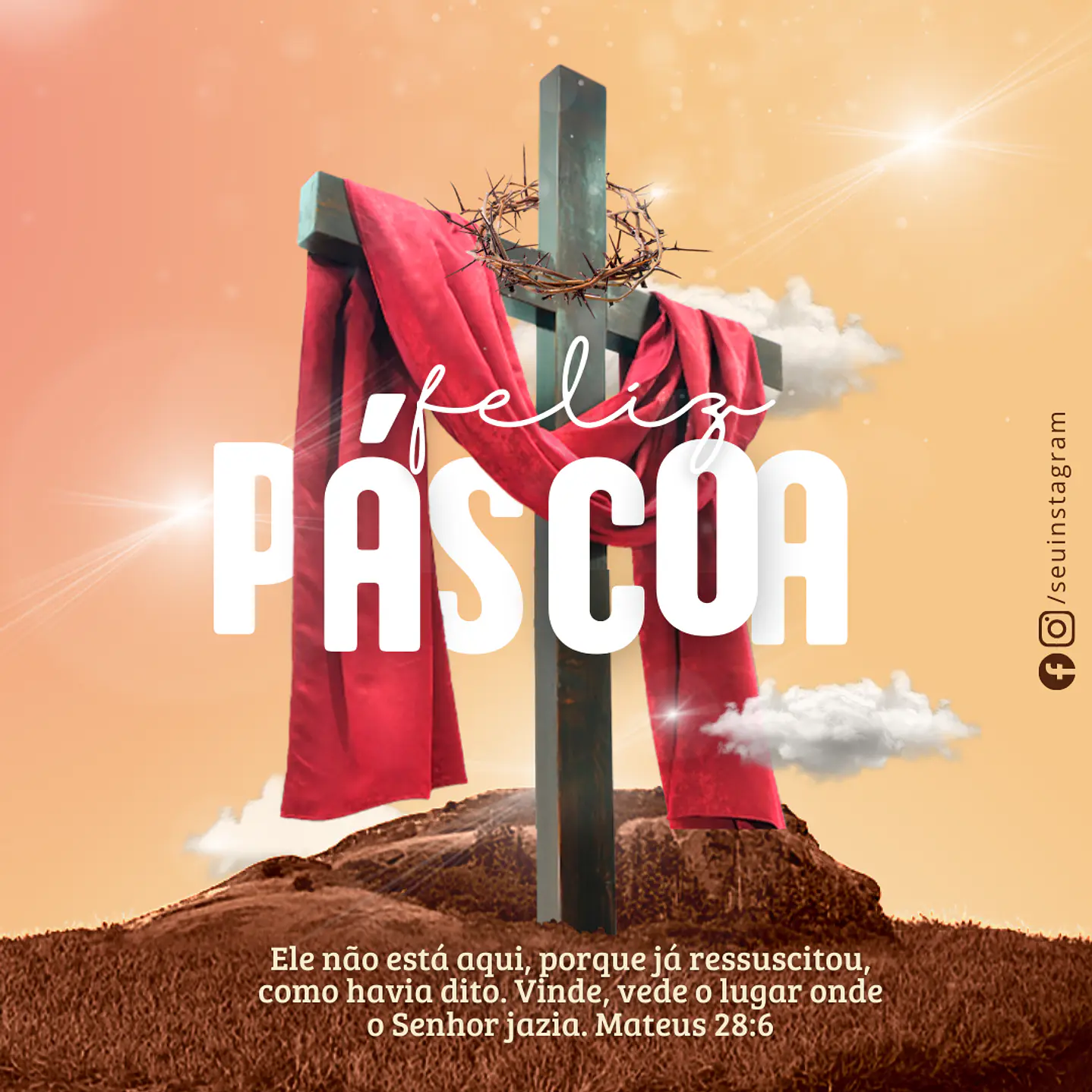 134 Modelos de Artes Páscoa Mídias Socias  - Editáveis no Canva 26