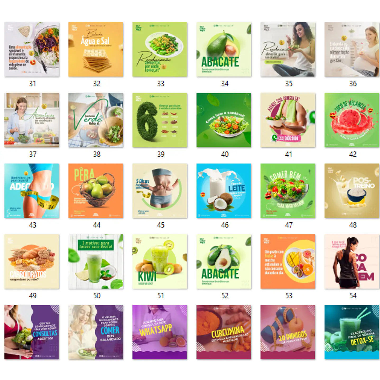 134 Modelos de Artes Nutricionista Mídias Socias  - Editáveis no Canva  12
