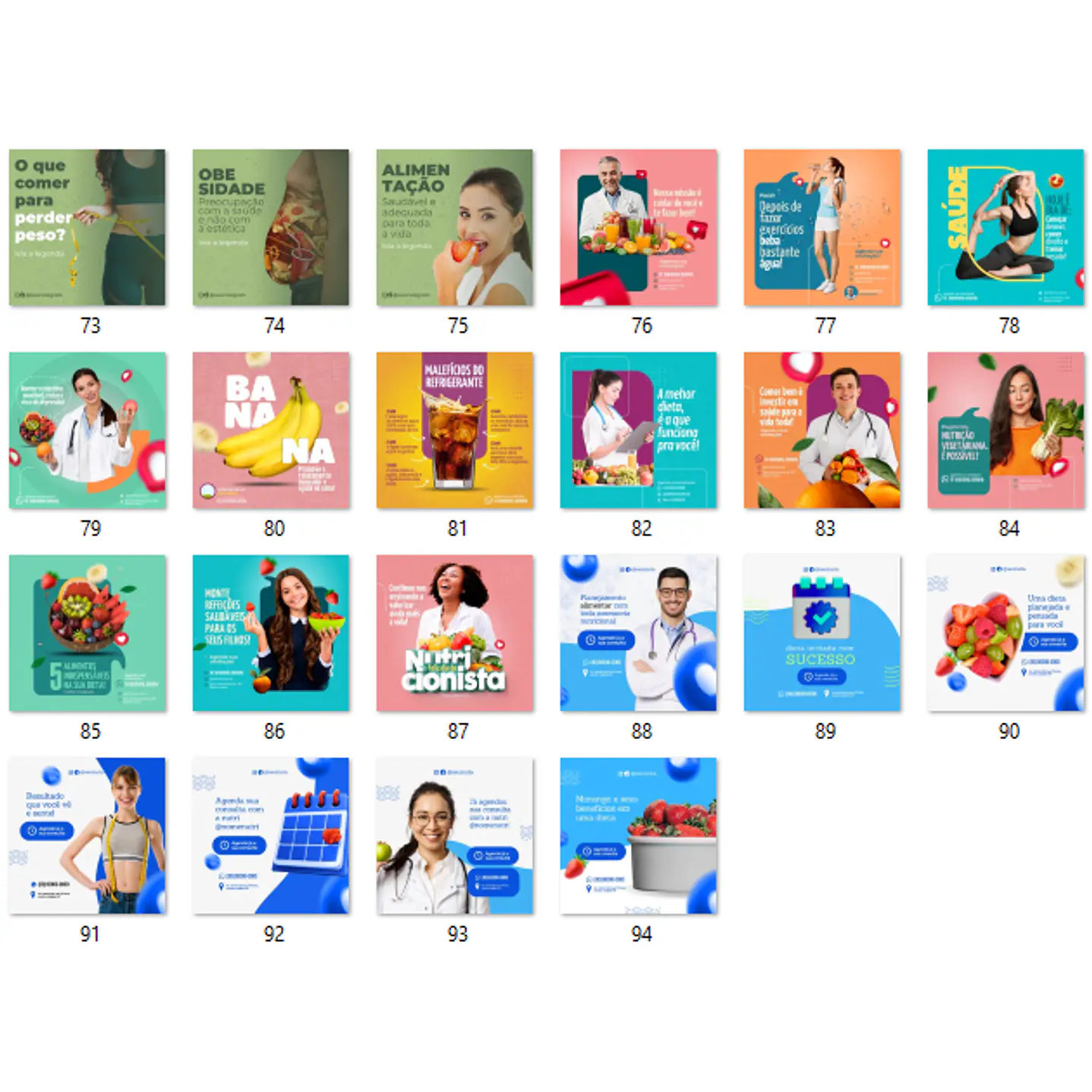 134 Modelos de Artes Nutricionista Mídias Socias  - Editáveis no Canva  13