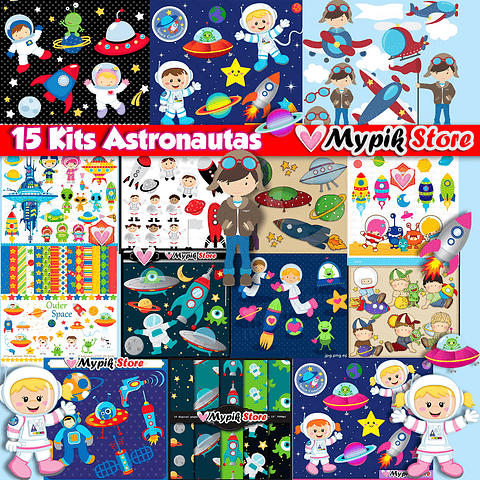 Super colección con 15 kits de astronautas digitales