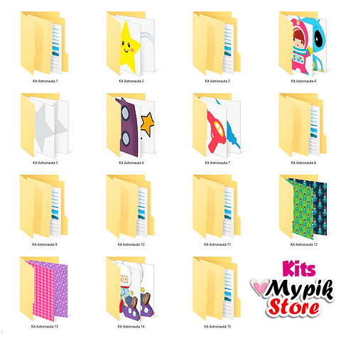 Super colección con 15 kits de astronautas digitales