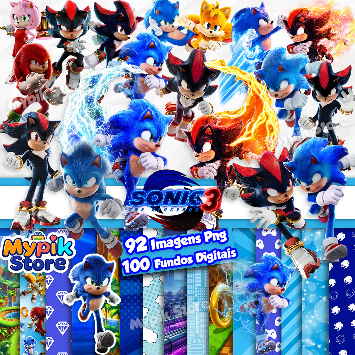 Kit Digital Sonic 3 Imagens PNG 2