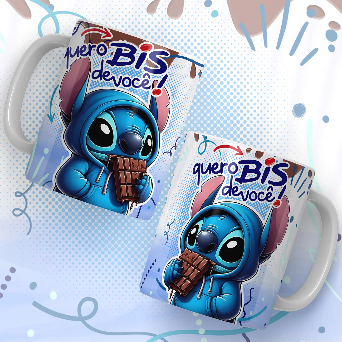 Kit Digital Artes para Canecas Stitch Páscoa 2