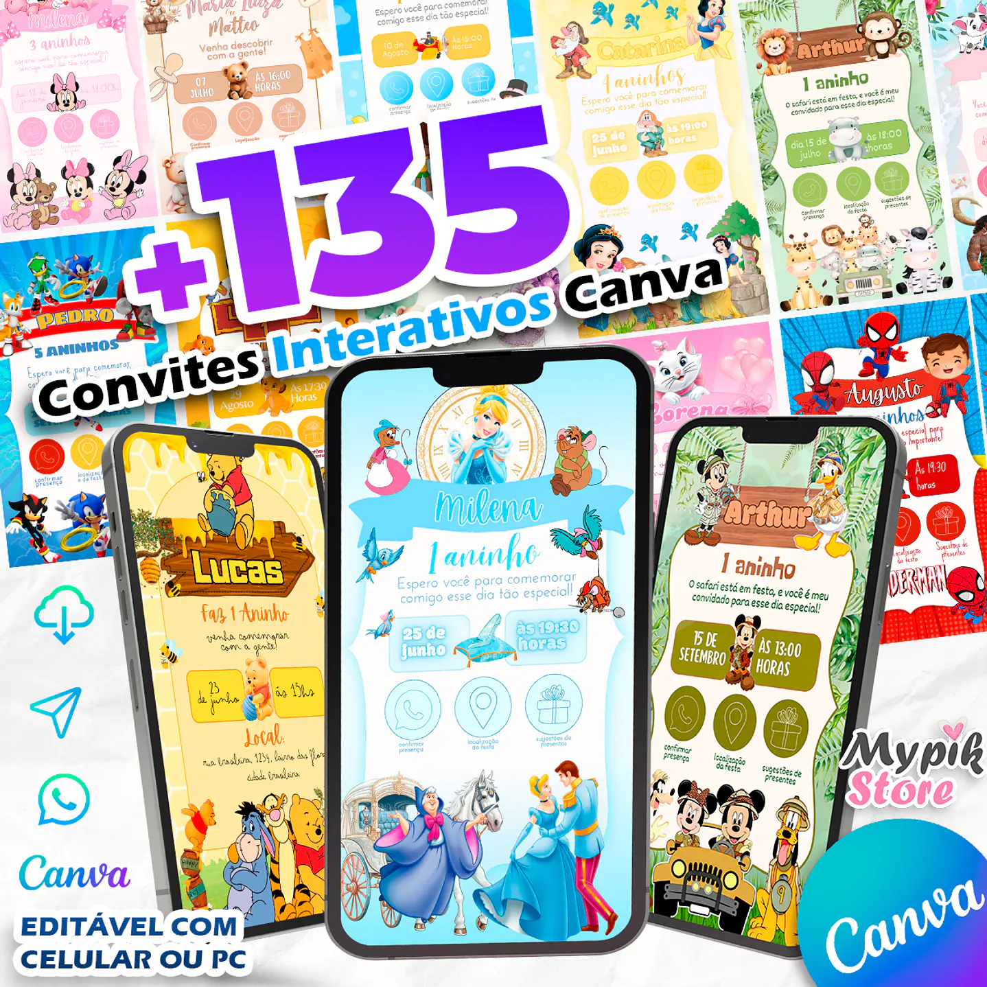 Pack Convites Interativos Digitais - Editável com Canva 6