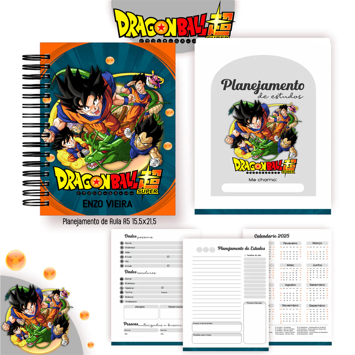 Kit Digital Encadernação Dragon Ball Z - Volta às Aulas  2