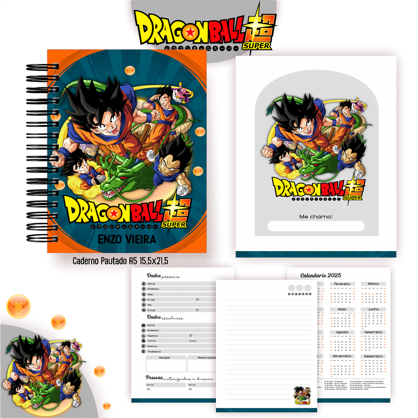 Kit Digital Encadernação Dragon Ball Z - Volta às Aulas  3