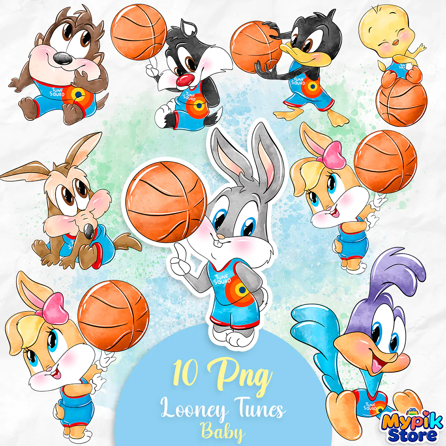 Kit Digital Looney Tunes Baby Aquarela imagens png 1