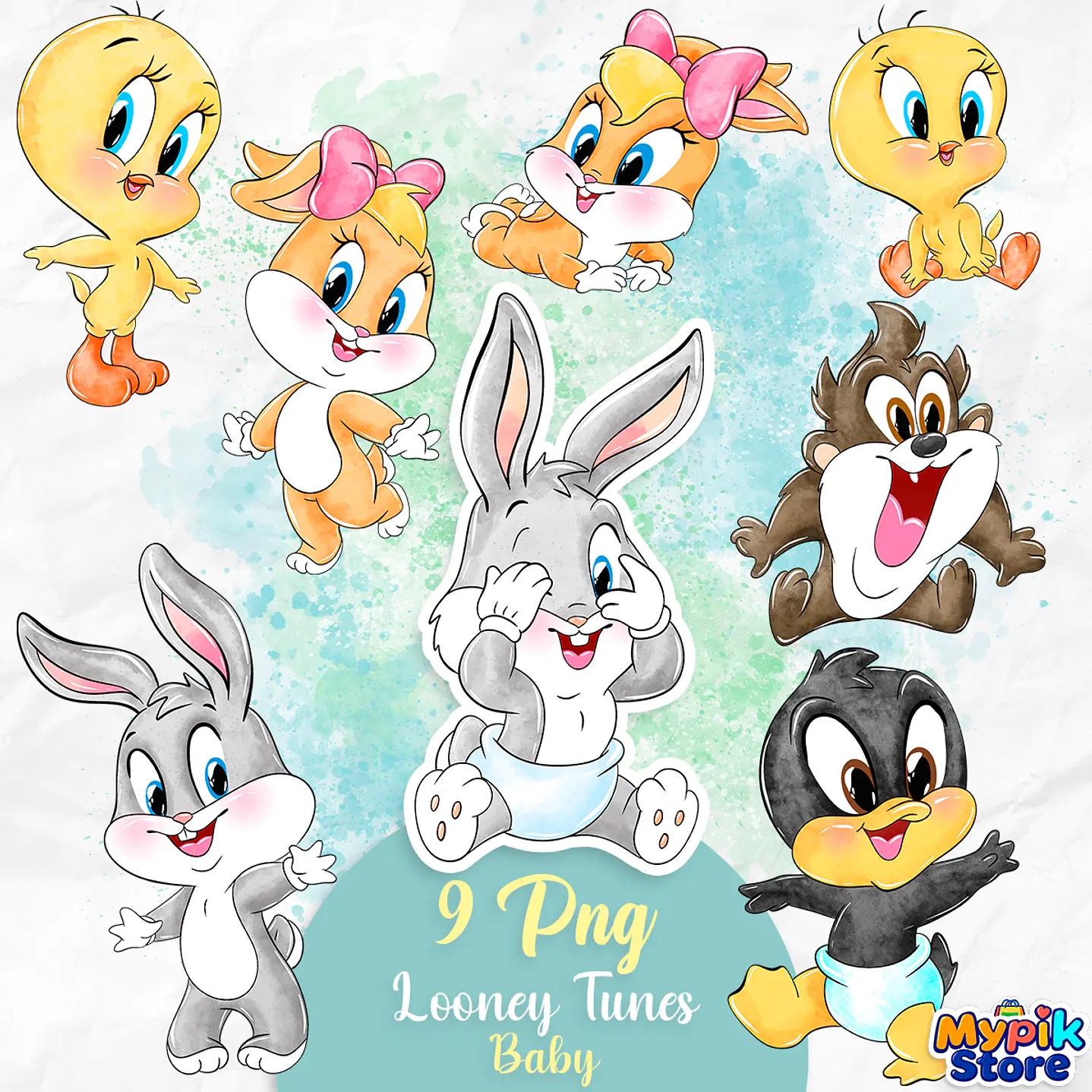 Kit Digital Looney Tunes Baby Aquarela 1