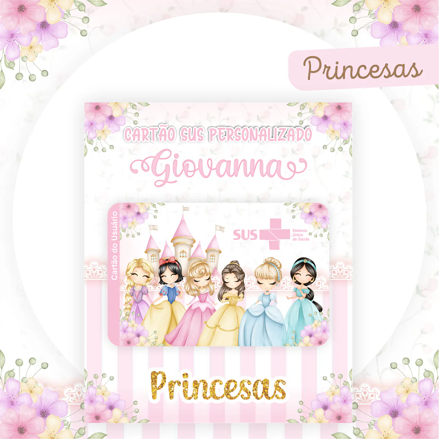 Kit Digital Encadernação Princesas Caderneta e Livro do bebê 8