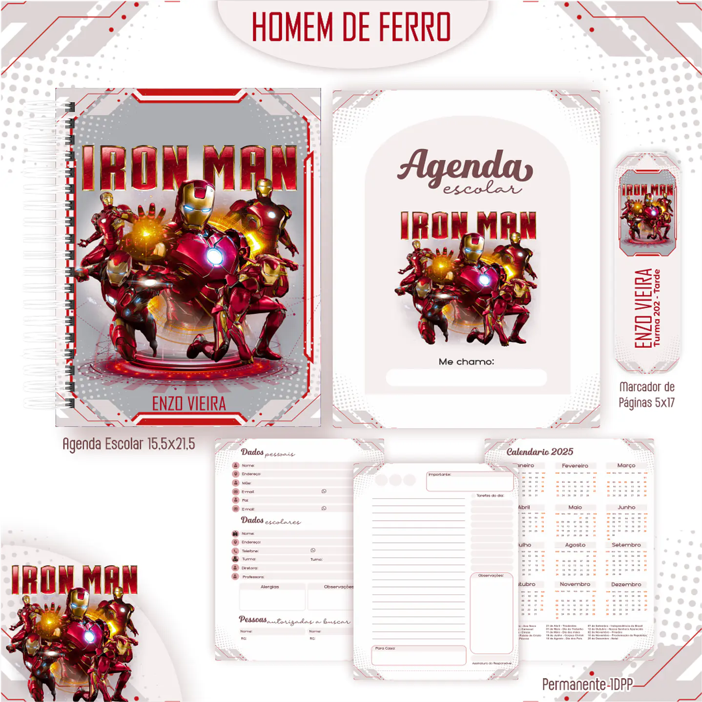 Kit Digital Encadernação Homem de Ferro - Volta às Aulas Completo 3