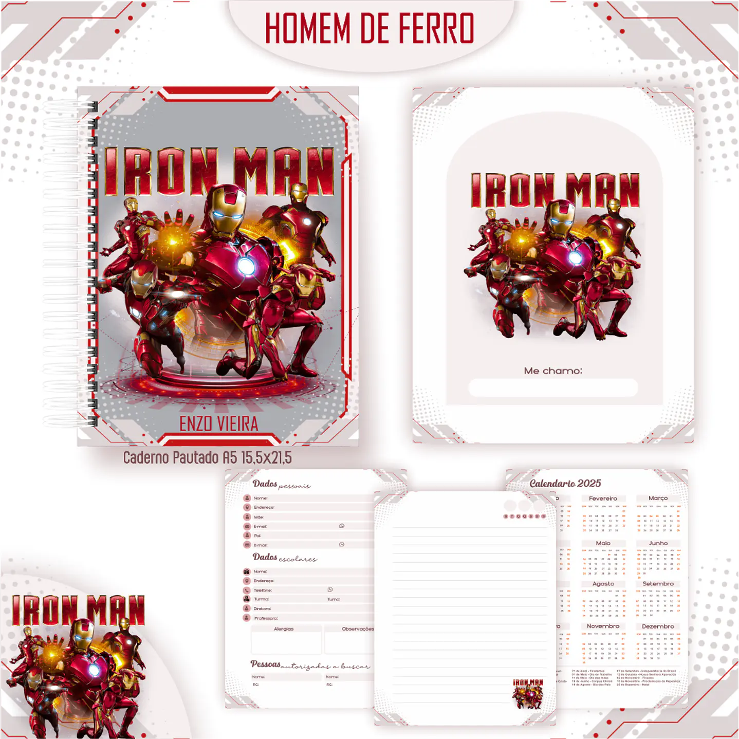 Kit Digital Encadernação Homem de Ferro - Volta às Aulas Completo 4