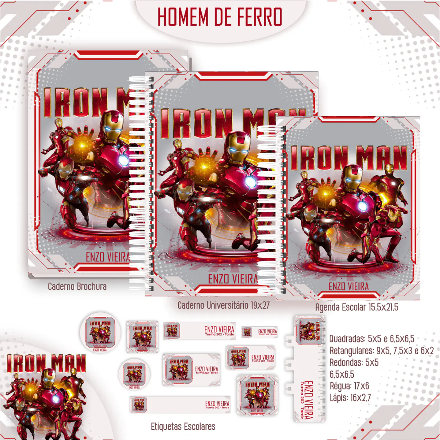 Kit Digital Encadernação Homem de Ferro - Volta às Aulas Completo 5