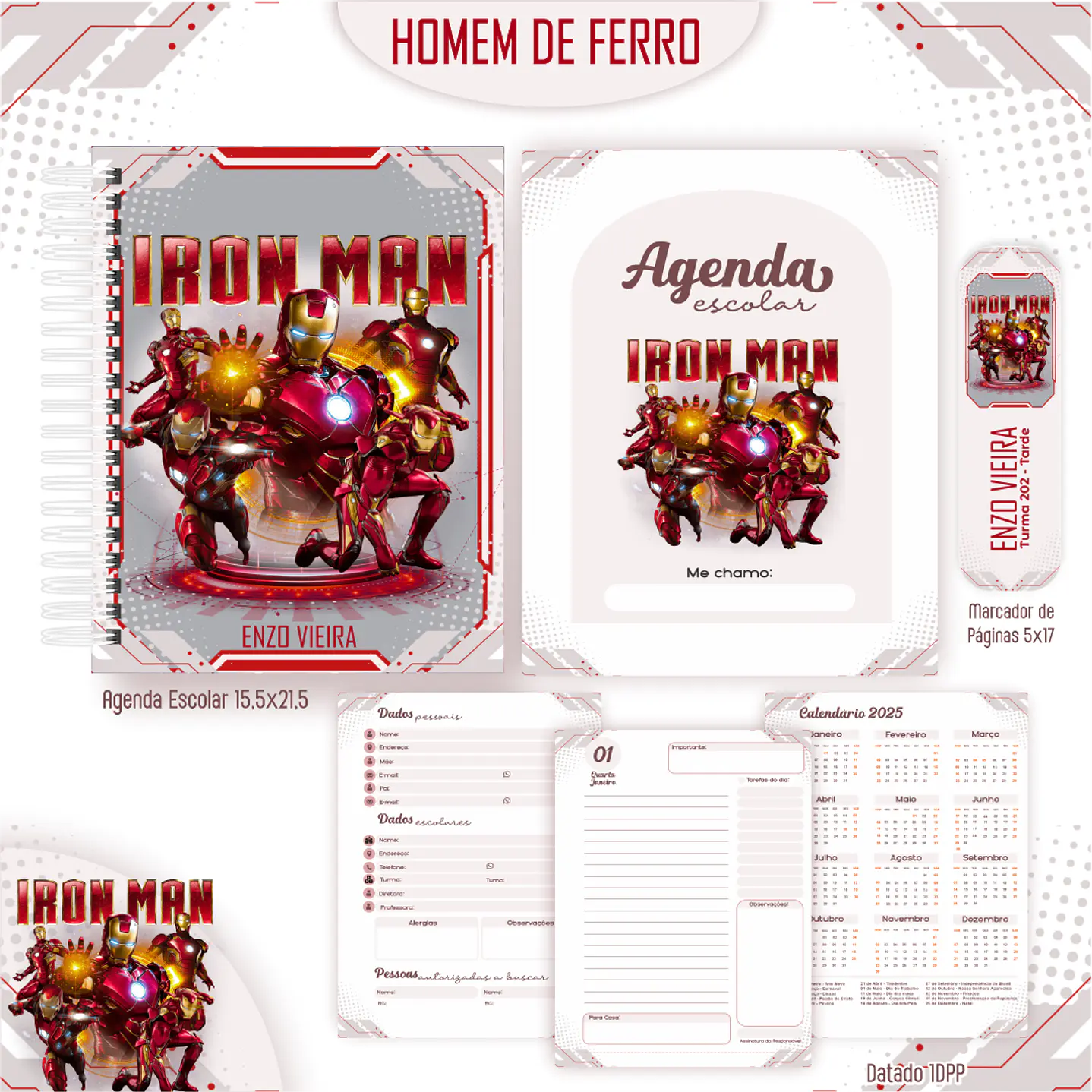 Kit Digital Encadernação Homem de Ferro - Volta às Aulas Completo 6