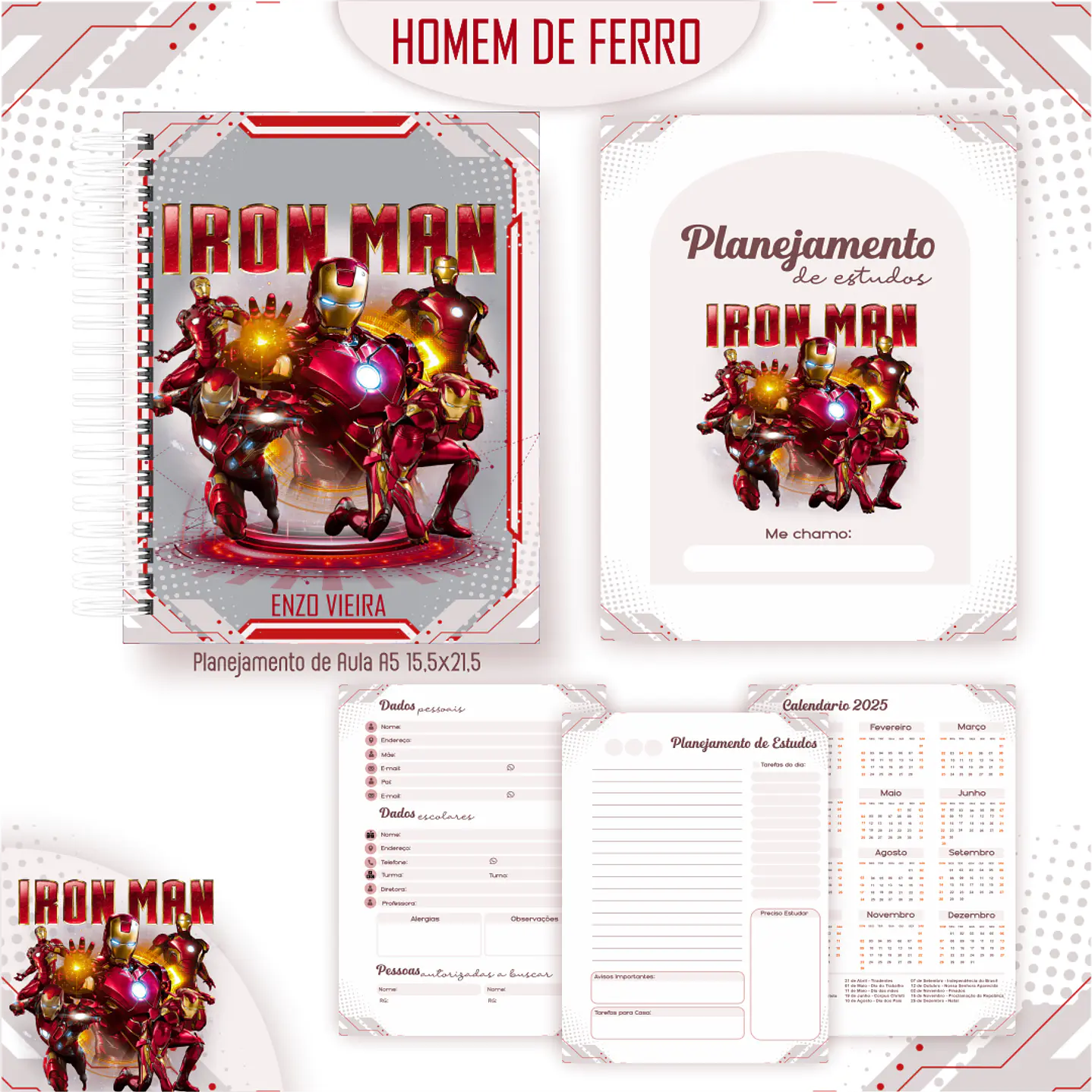 Kit Digital Encadernação Homem de Ferro - Volta às Aulas Completo 7