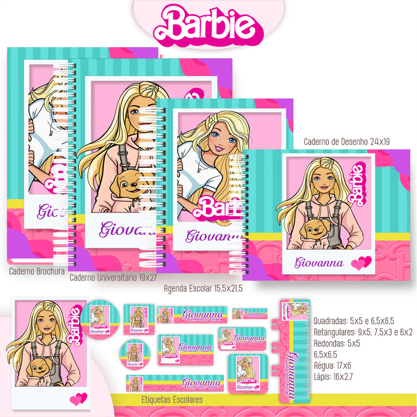 Kit Digital Encadernação Barbie - Volta às Aulas Completo 2