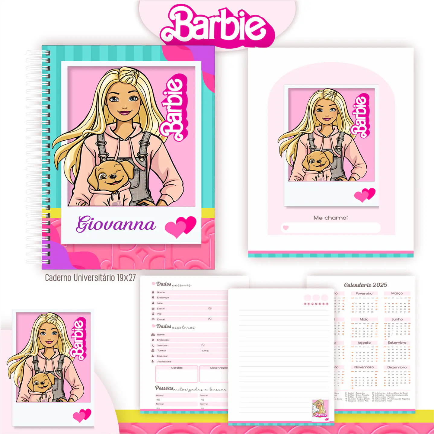 Kit Digital Encadernação Barbie - Volta às Aulas Completo 5