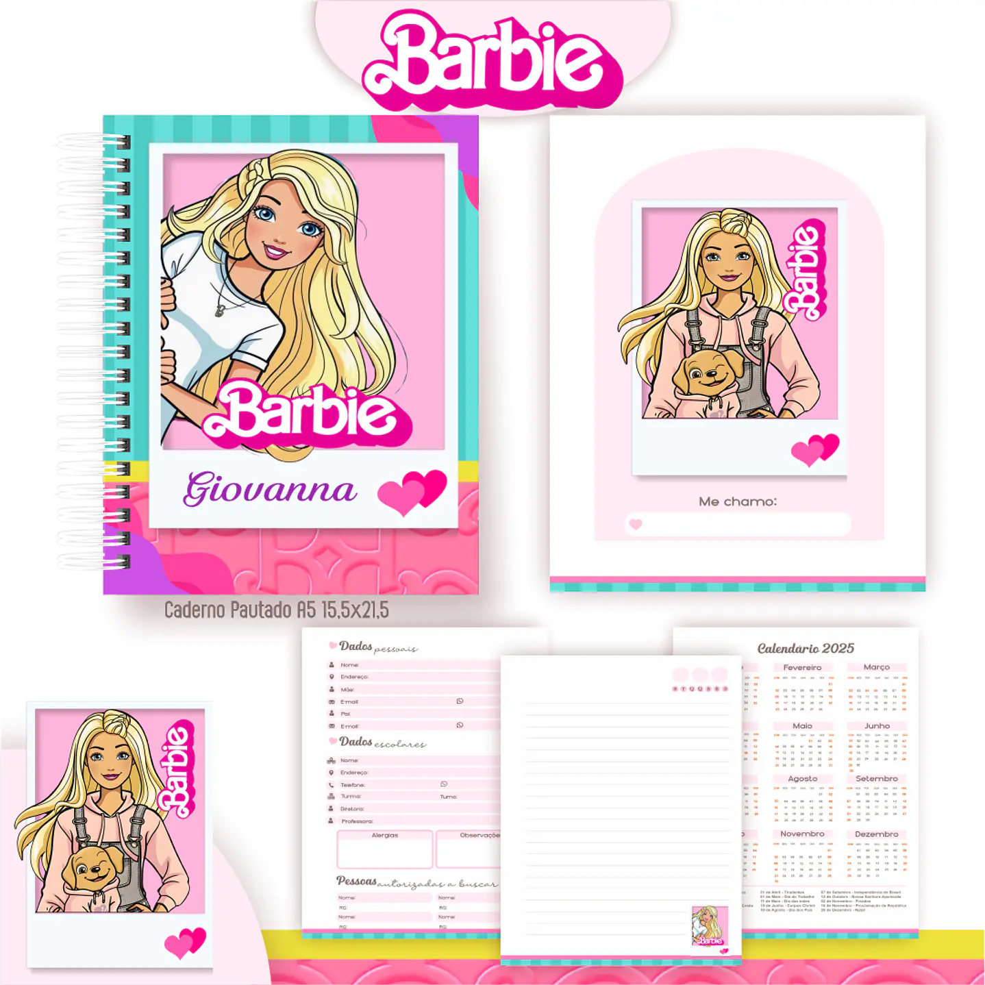 Kit Digital Encadernação Barbie - Volta às Aulas Completo 6