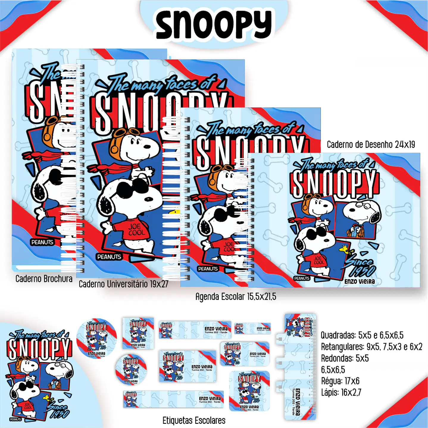 Kit Digital Encadernação Snoopy - Volta às Aulas Completo 2
