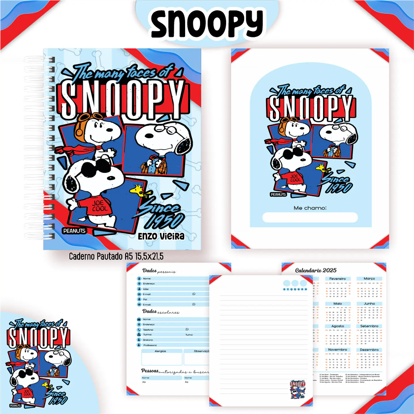 Kit Digital Encadernação Snoopy - Volta às Aulas Completo 3