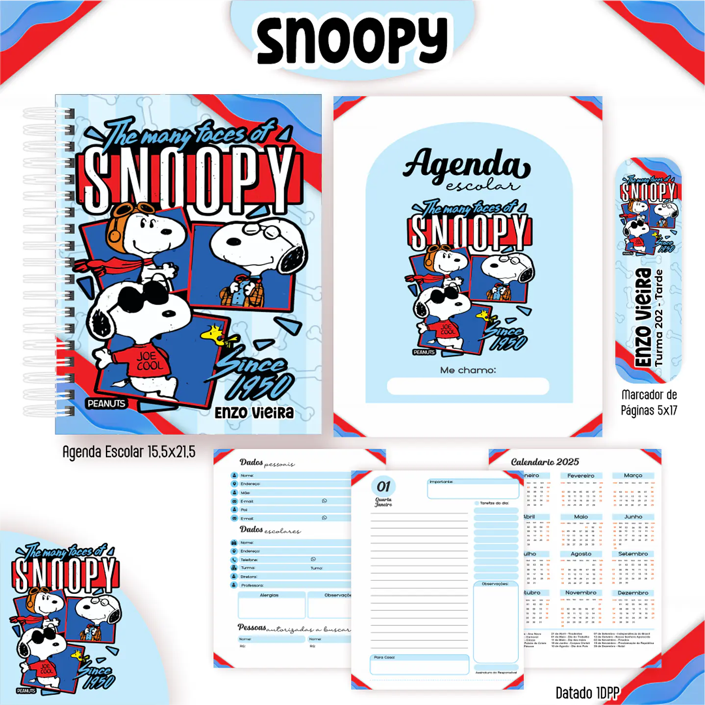 Kit Digital Encadernação Snoopy - Volta às Aulas Completo 4
