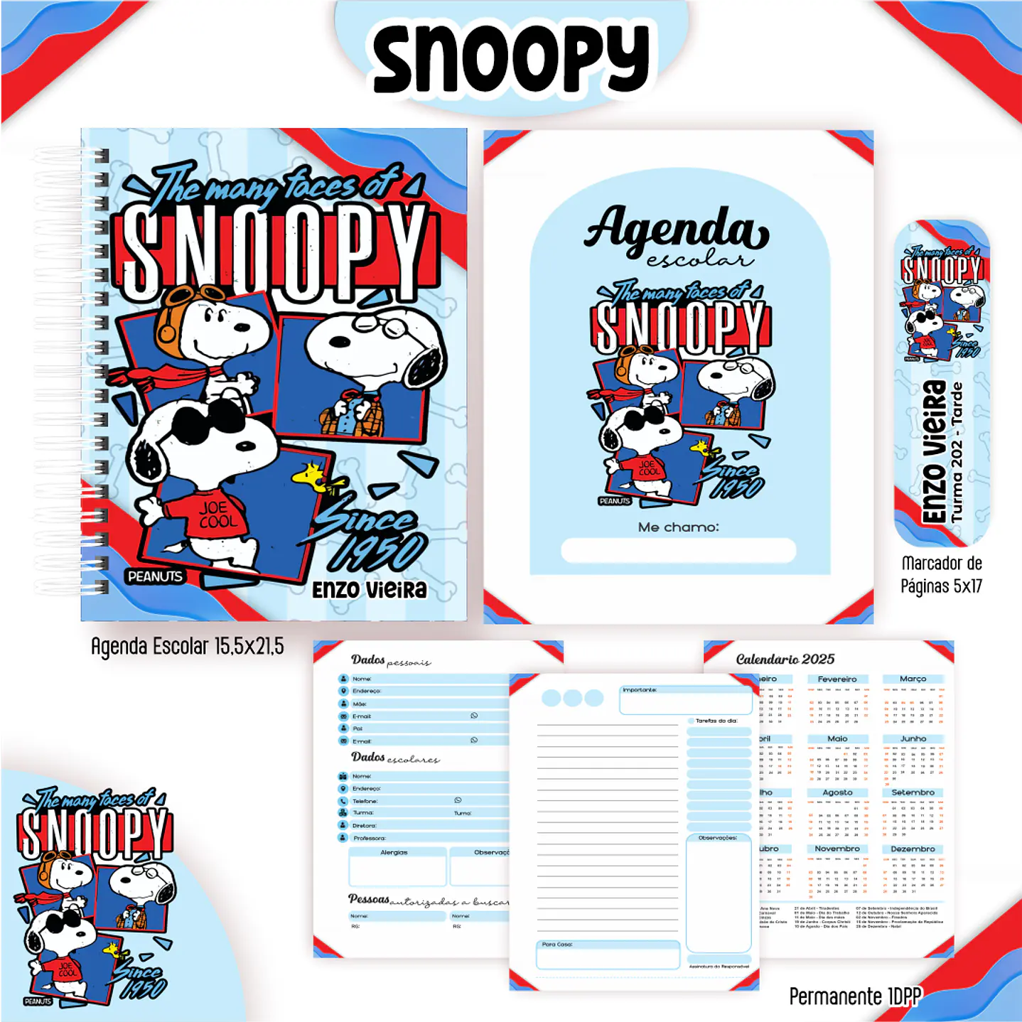 Kit Digital Encadernação Snoopy - Volta às Aulas Completo 5