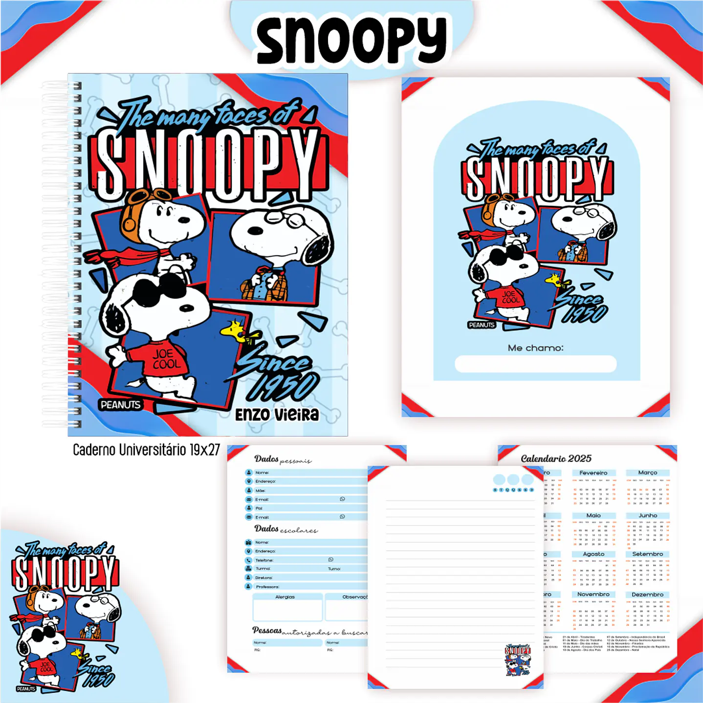 Kit Digital Encadernação Snoopy - Volta às Aulas Completo 6