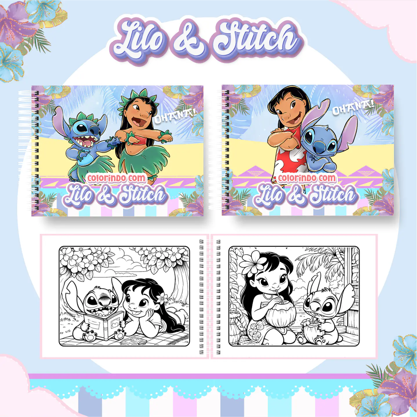 Livro Para Colorir Lilo e Stitch PDF Digital Infantil Imprimível 1