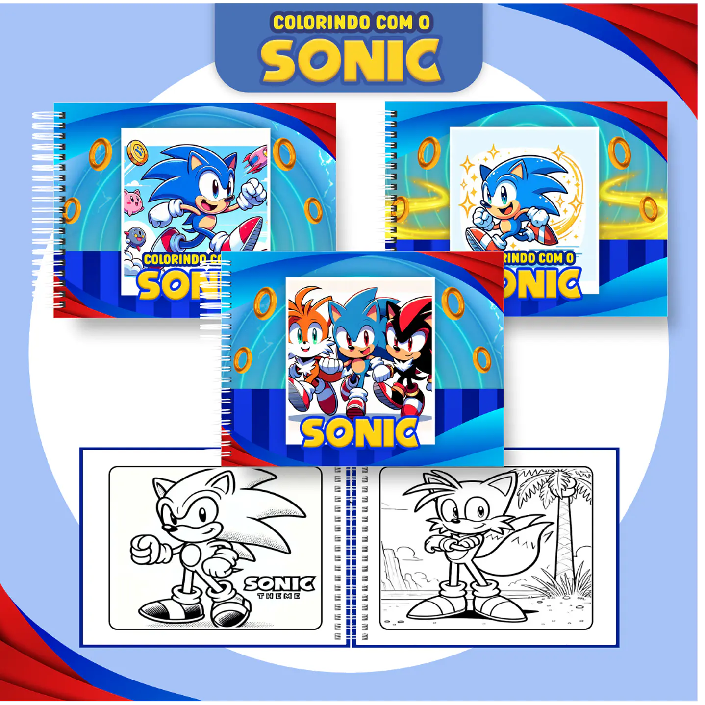 Livro para Colorir Sonic em PDF – Arquivo Digital para Imprimir 1
