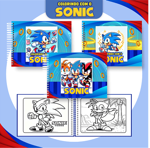 Livro para Colorir Sonic em PDF – Arquivo Digital para Imprimir