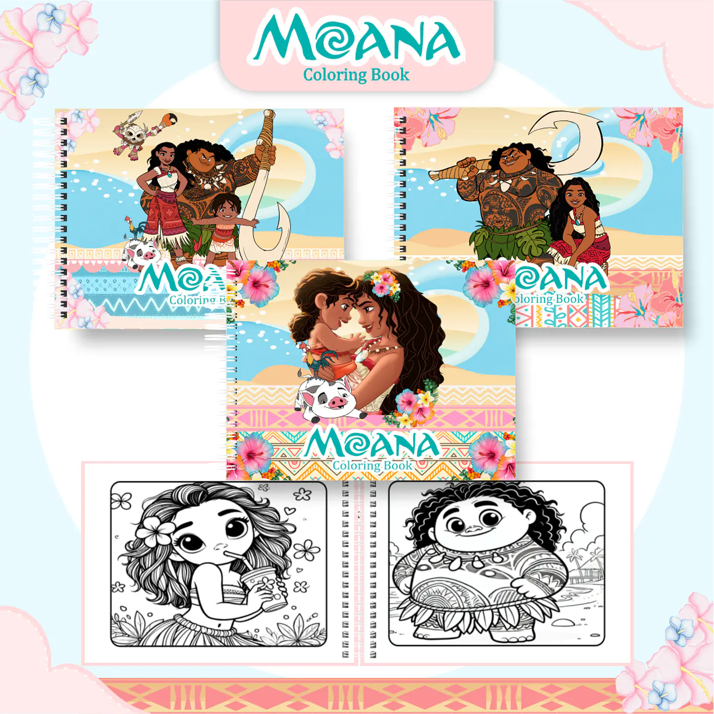 Livro para Colorir Moana  em PDF – Arquivo Digital para Imprimir 1