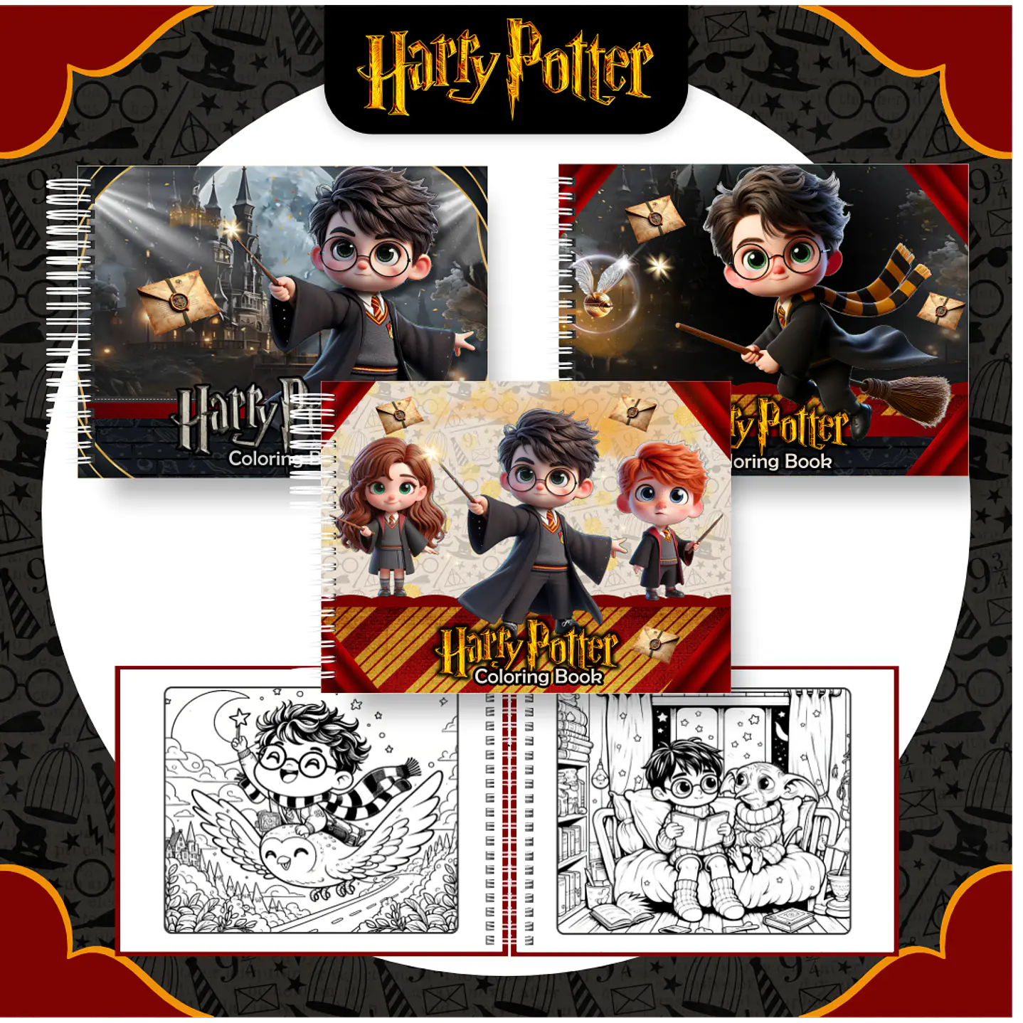 Livro para Colorir Harry Potter em PDF – Arquivo Digital para Imprimir 1