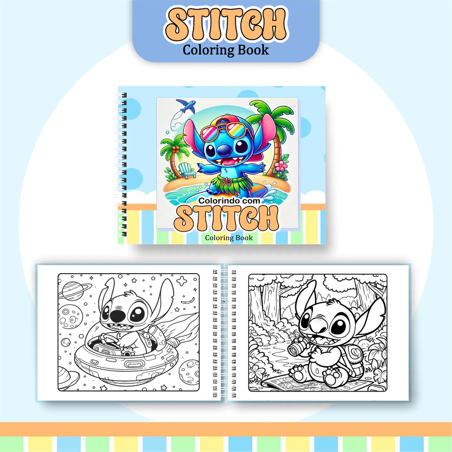 Livro para Colorir Stitch em PDF - Arquivo Digital para Imprimir 1