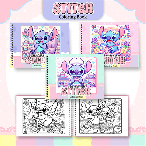 Livro para Colorir Stitch Menina em PDF - Arquivo Digital 