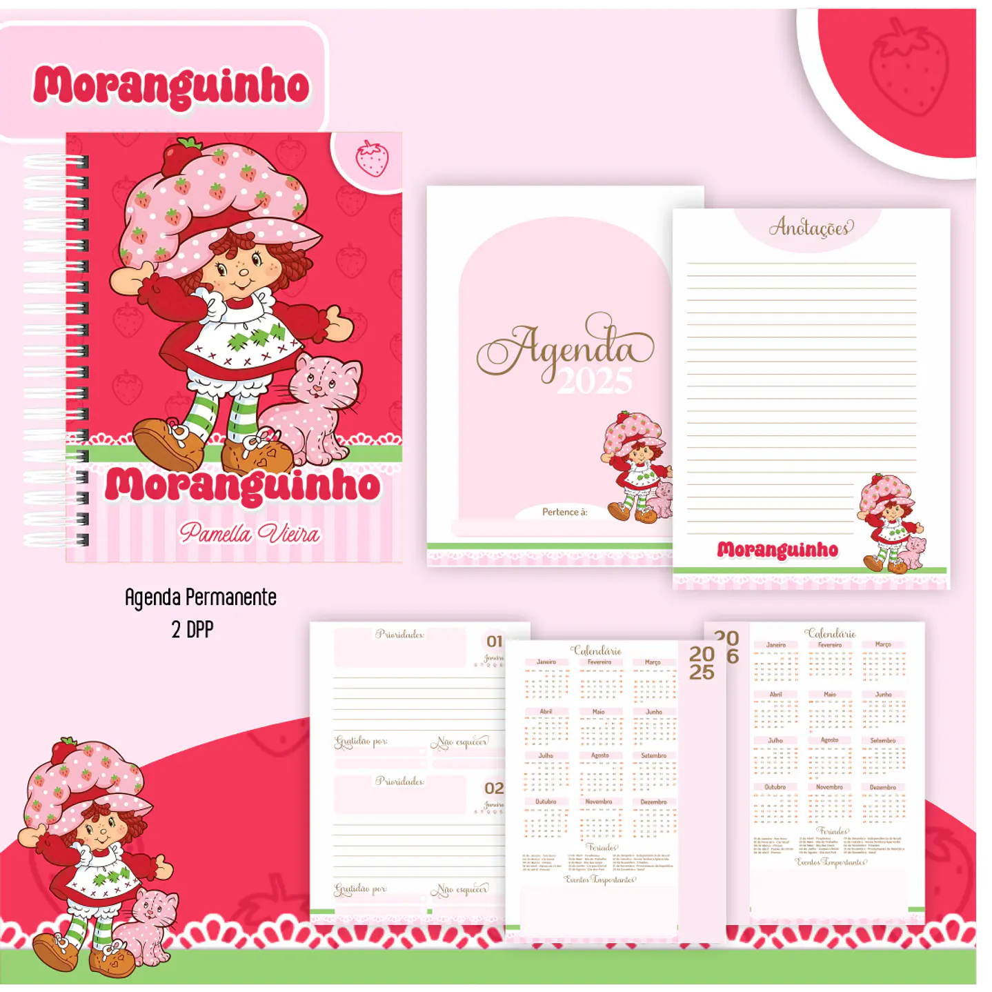 Kit Digital Encadernação Moranguinho - Volta às Aulas 3
