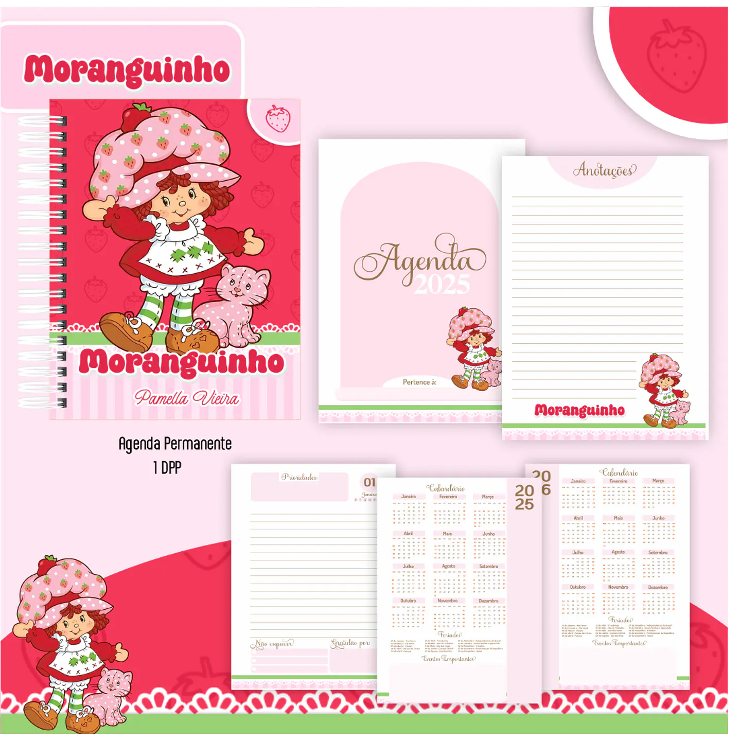 Kit Digital Encadernação Moranguinho - Volta às Aulas 2