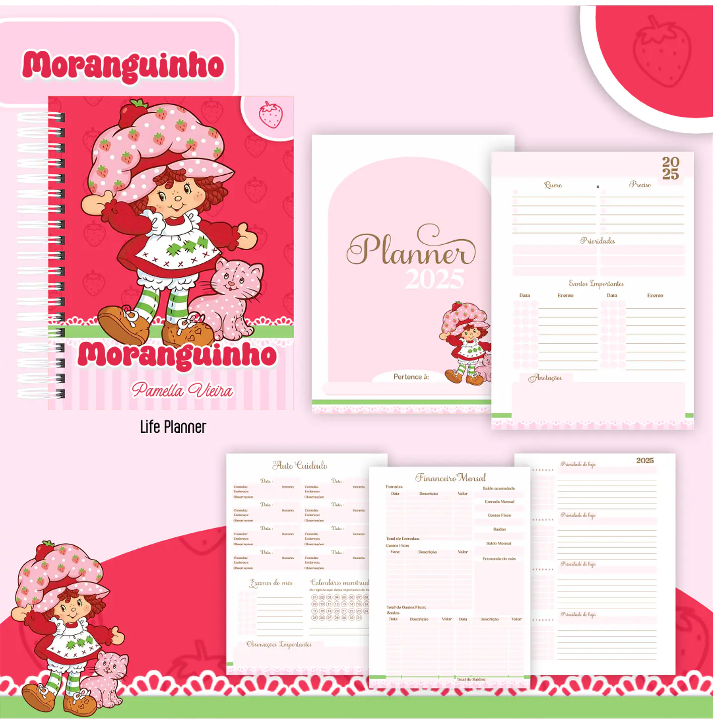 Kit Digital Encadernação Moranguinho - Volta às Aulas 4