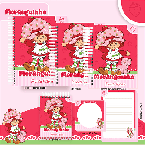 Kit Digital Encadernação Moranguinho - Volta às Aulas
