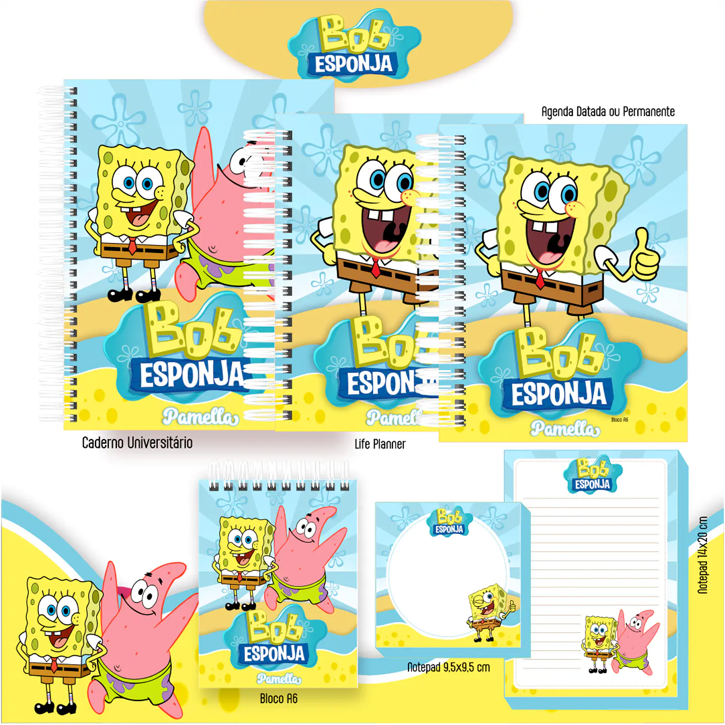 Kit Digital Encadernação Bob Esponja - Volta às Aulas 1