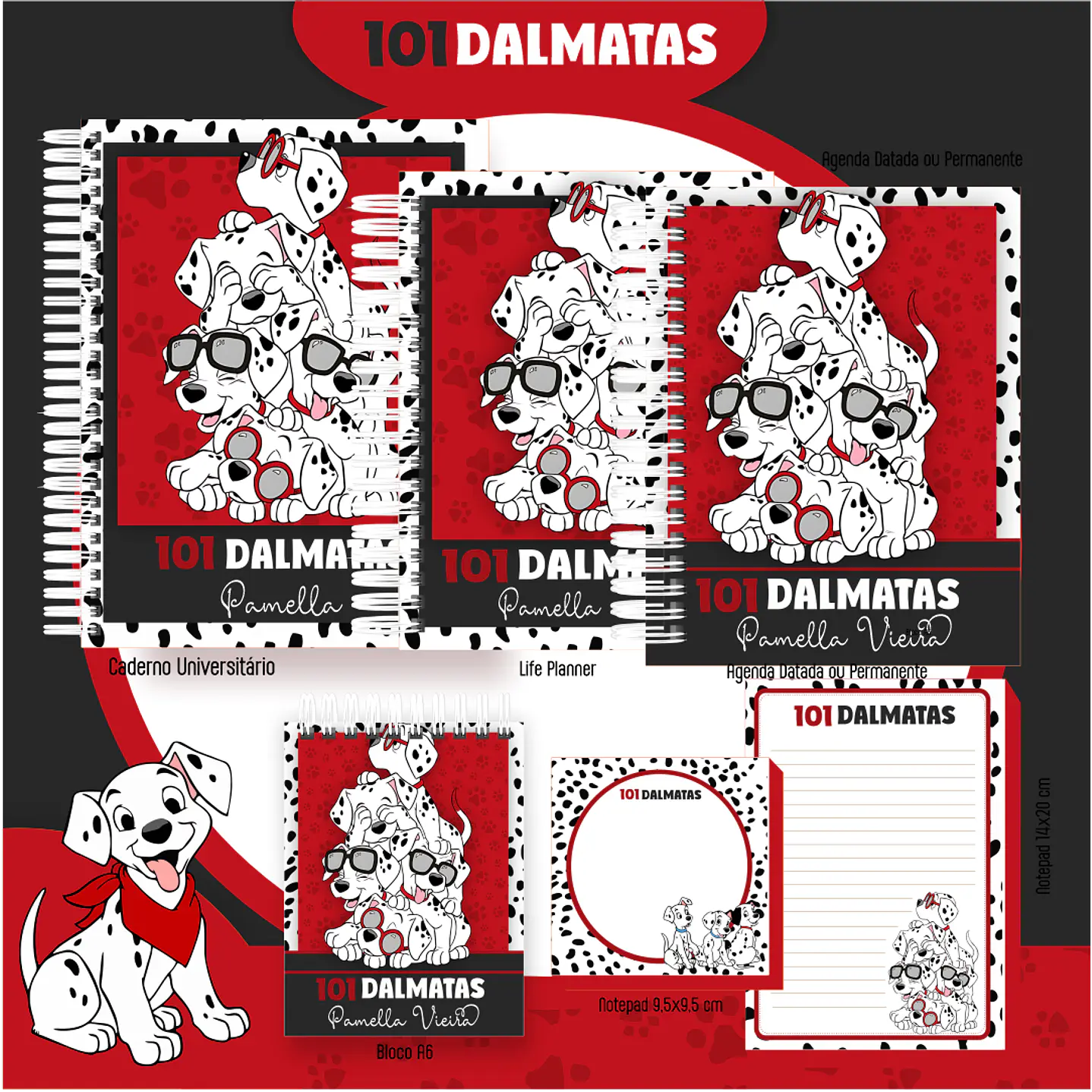 Kit Digital Encadernação 101 Dalmatas - Volta às Aulas  1