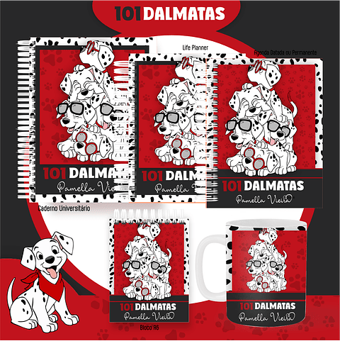 Kit Digital Encadernação 101 Dalmatas - Volta às Aulas 