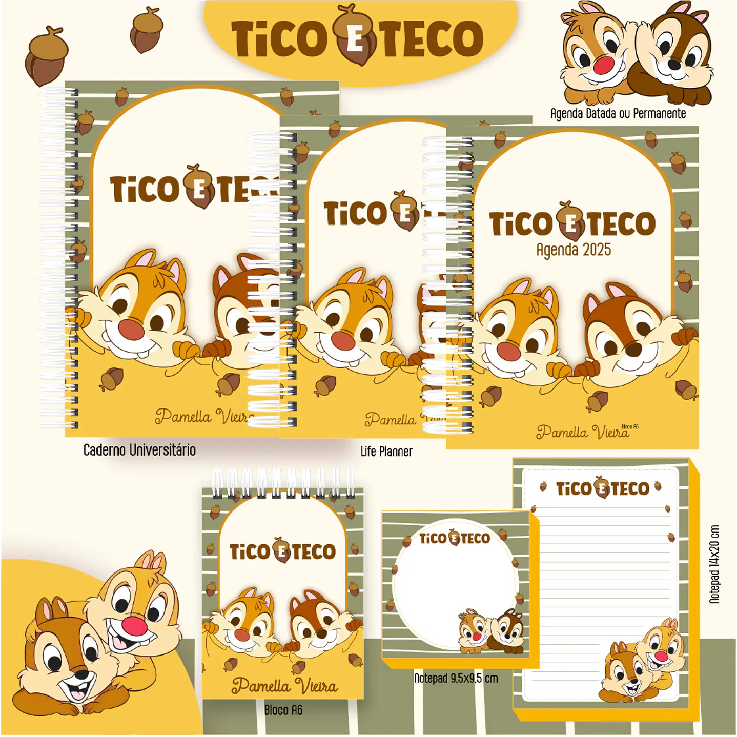 Kit Digital Encadernação Tico e Teco - Volta às Aulas 1