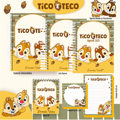 Kit Digital Encadernação Tico e Teco - Volta às Aulas