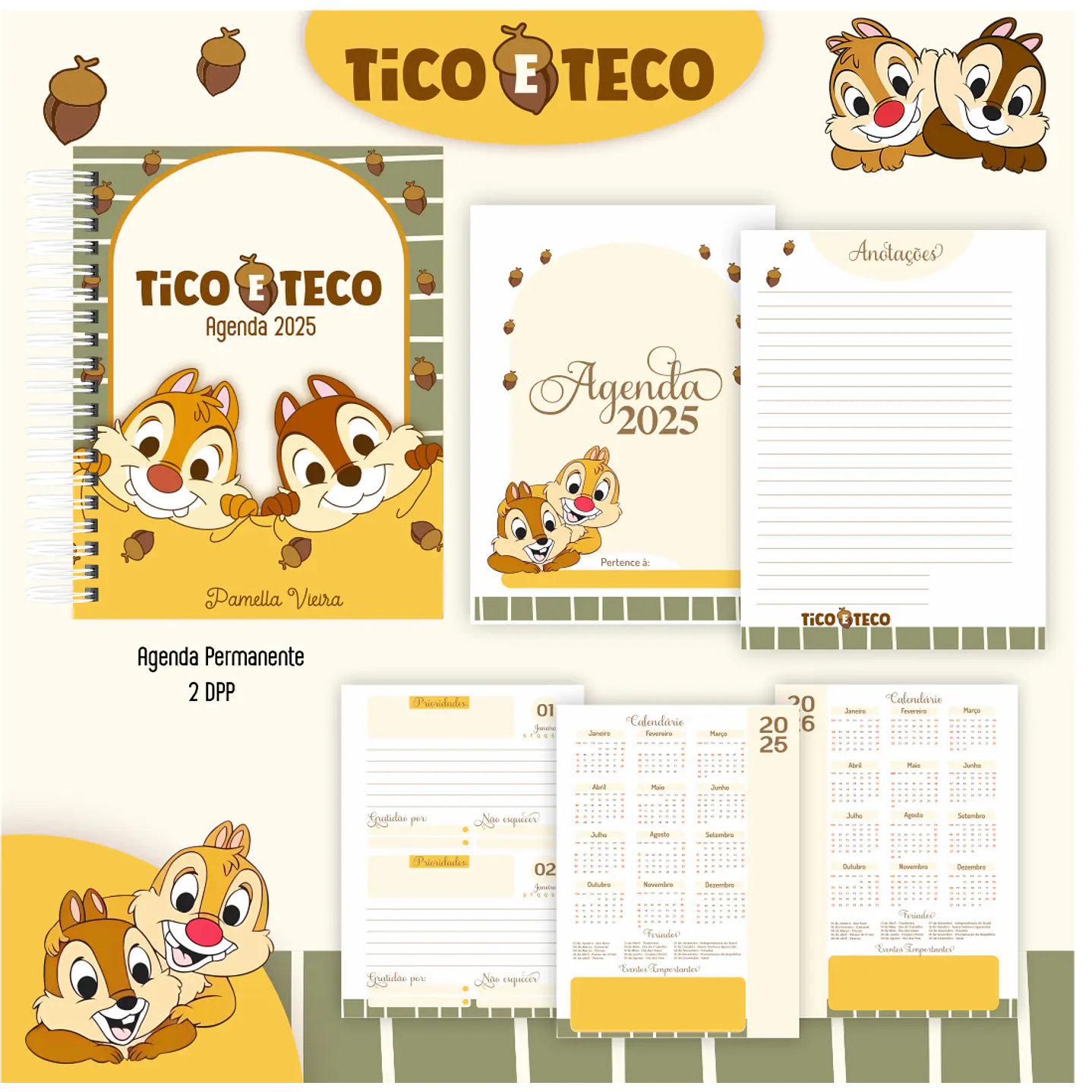Kit Digital Encadernação Tico e Teco - Volta às Aulas 3