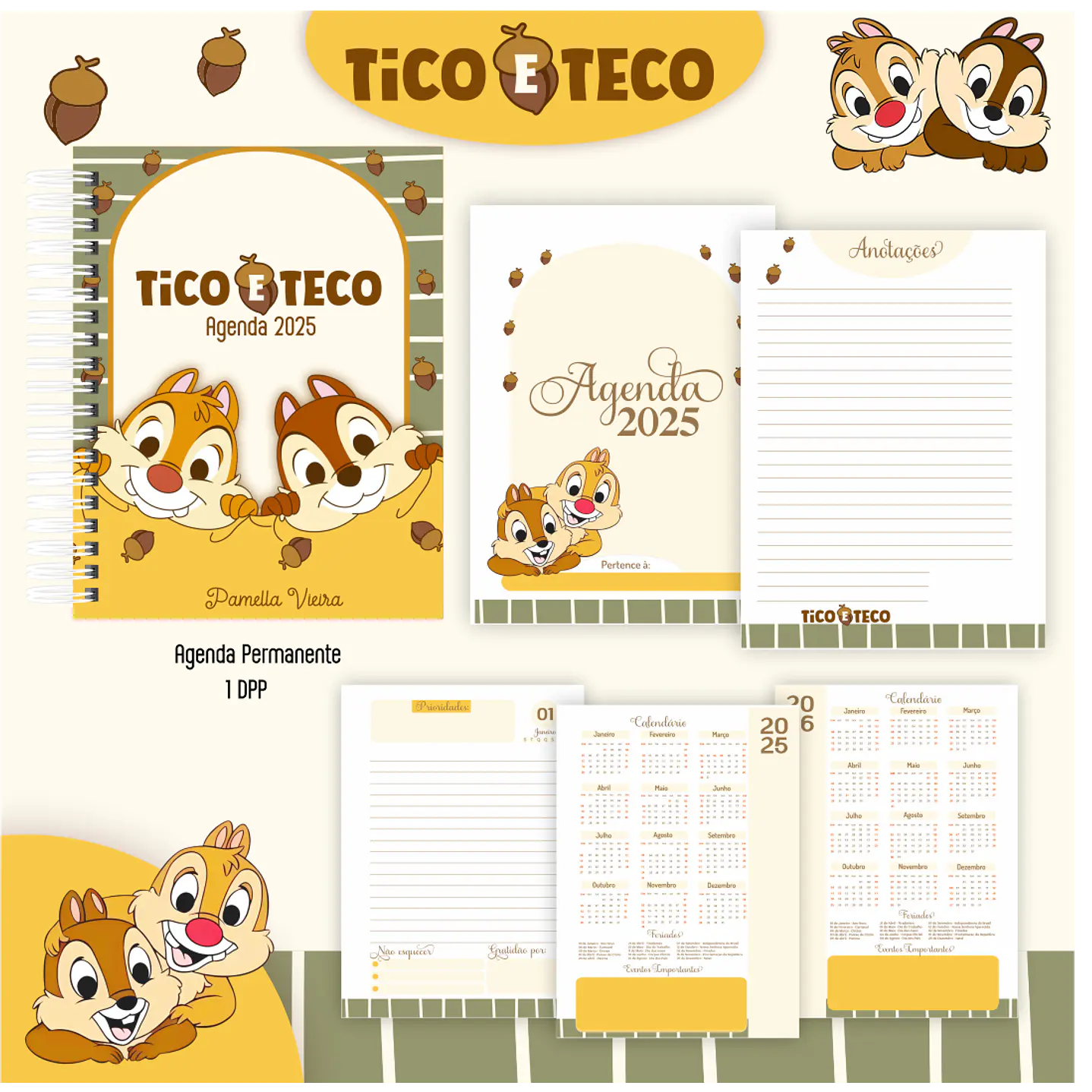 Kit Digital Encadernação Tico e Teco - Volta às Aulas 4