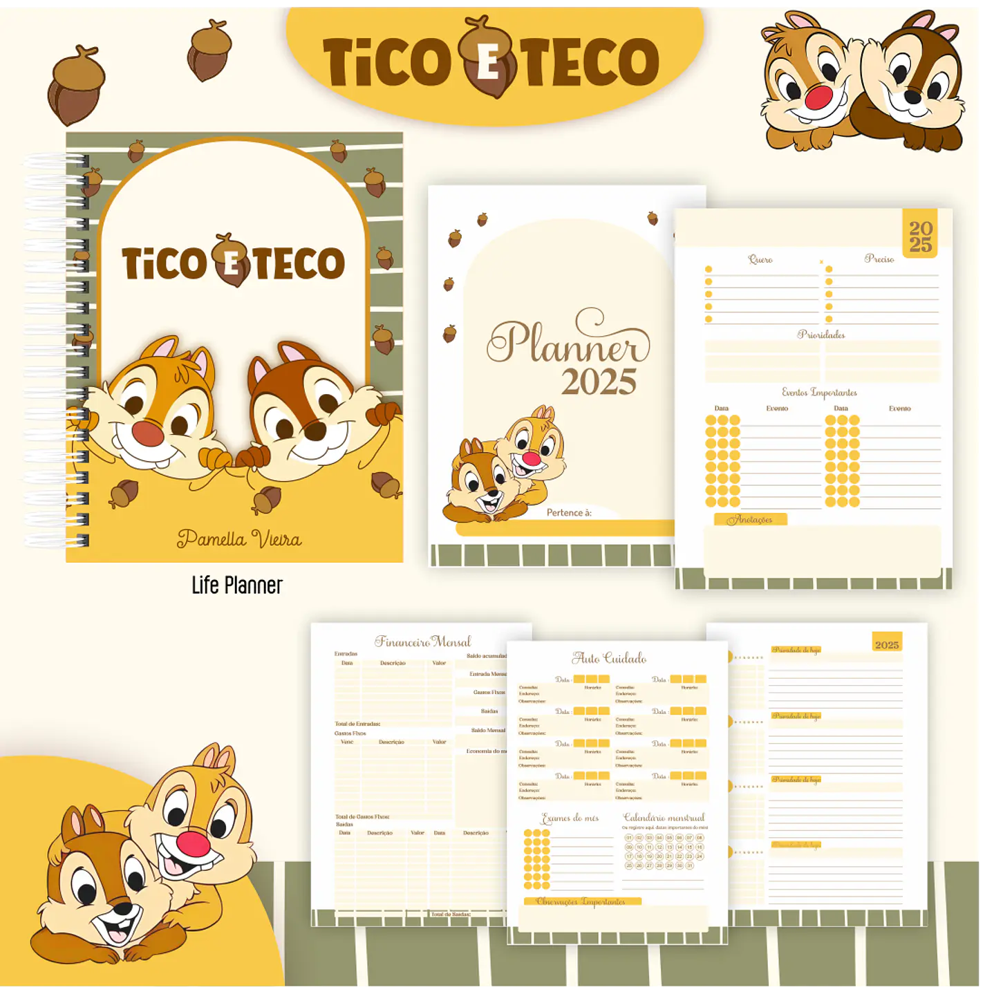 Kit Digital Encadernação Tico e Teco - Volta às Aulas 6