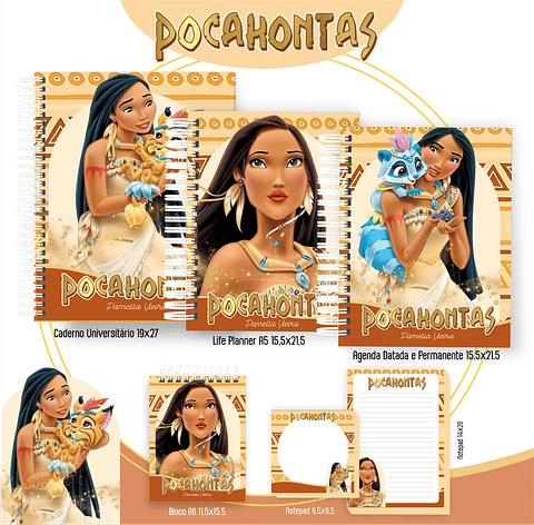 Kit Digital Encadernação Pocahontas - Volta às Aulas 