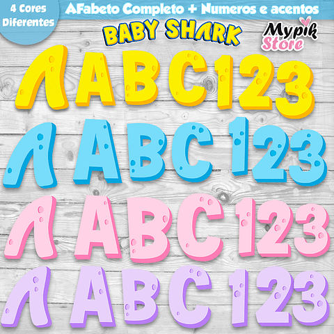 Alfabeto digital PNG Baby Shark Kit
