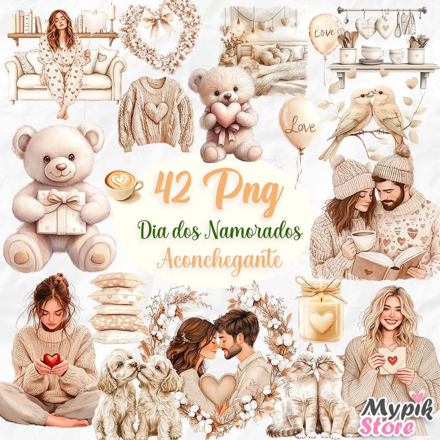 Kit Digital Dia dos Namorados Aquarela Aconchegante 1